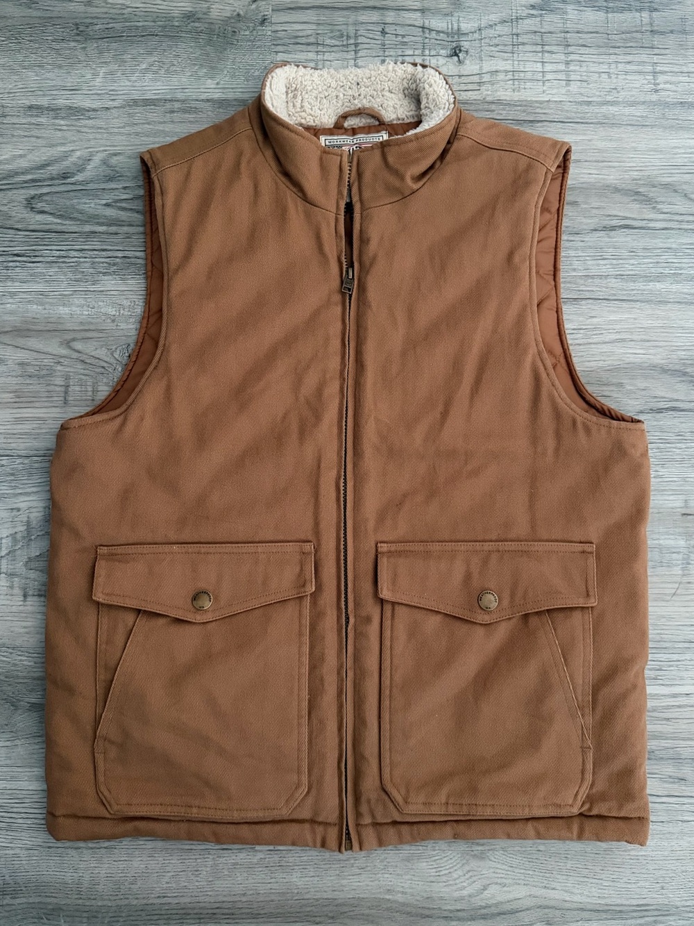 Men's Brown Sherpa-Lined Utility Vest - Classic Workwear